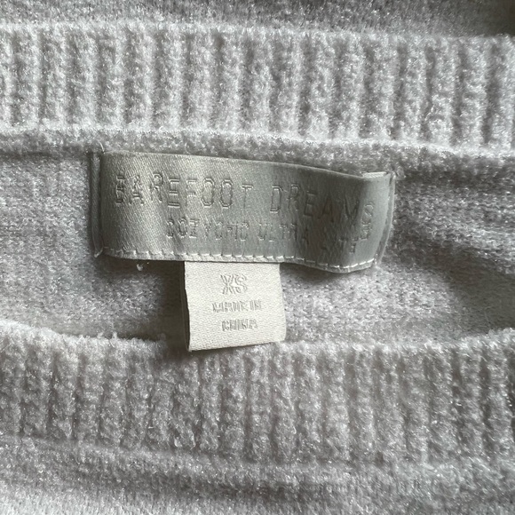 Barefoot Dreams Cozy Chic Ultra Lite Dockside Pullover Long Sleeve White Top - Picture 5 of 5